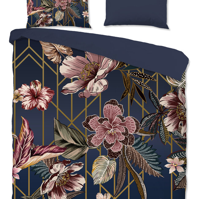 Microvezel dekbedovertrek Jos donkerblauw