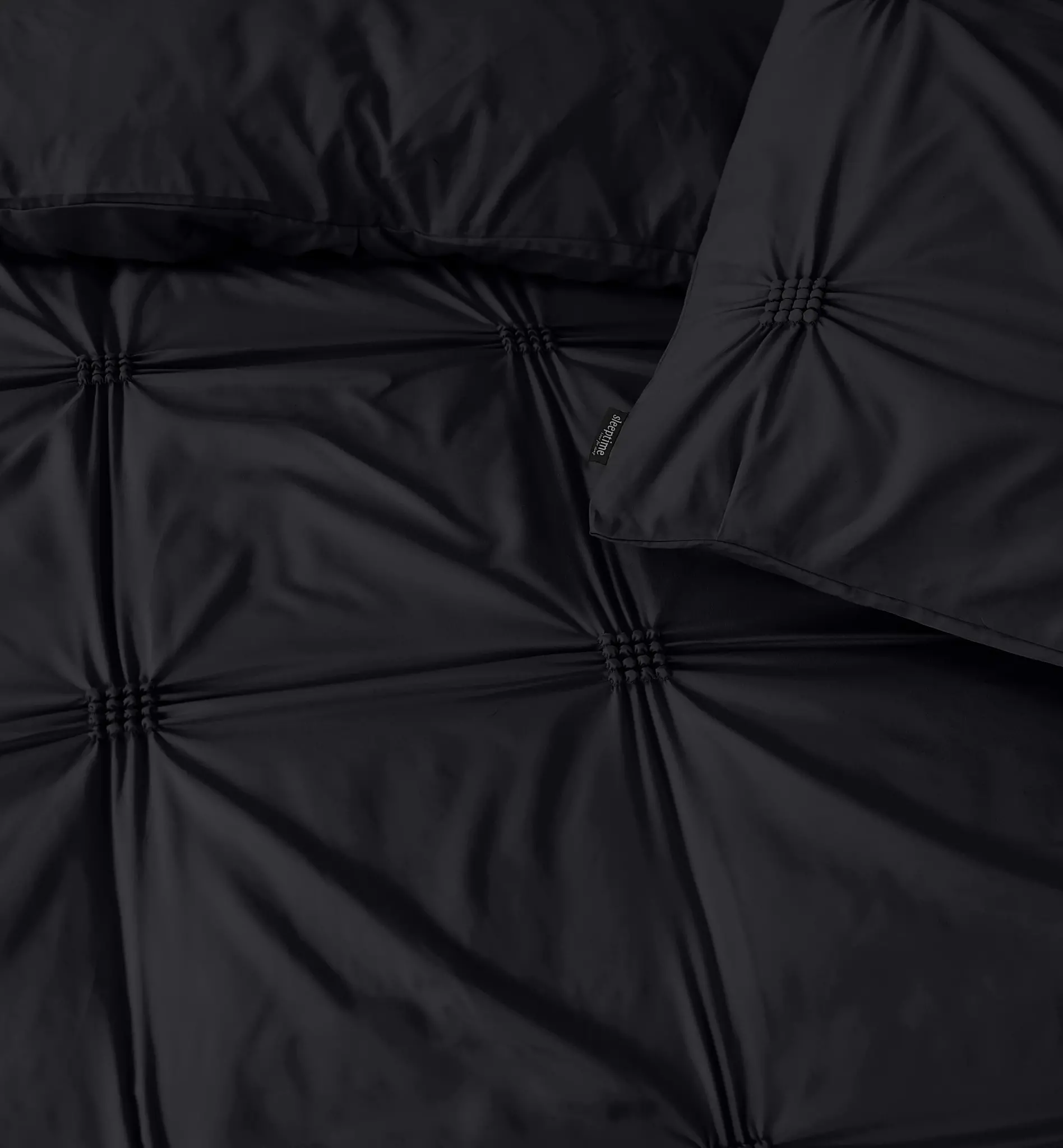 Microvezel dekbedovertrek Punch Pintuck - Zwart