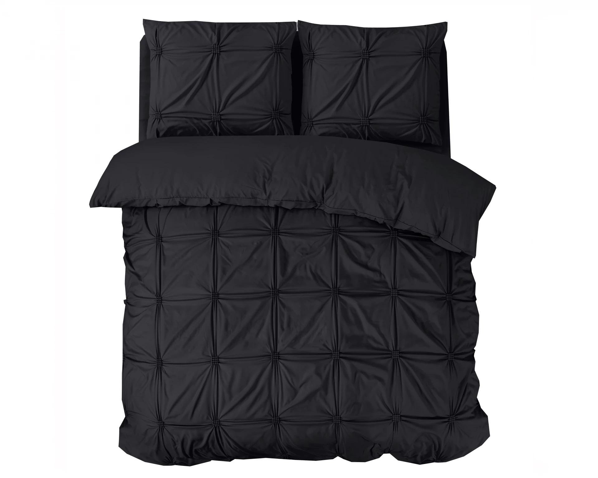 Microvezel dekbedovertrek Punch Pintuck - Zwart