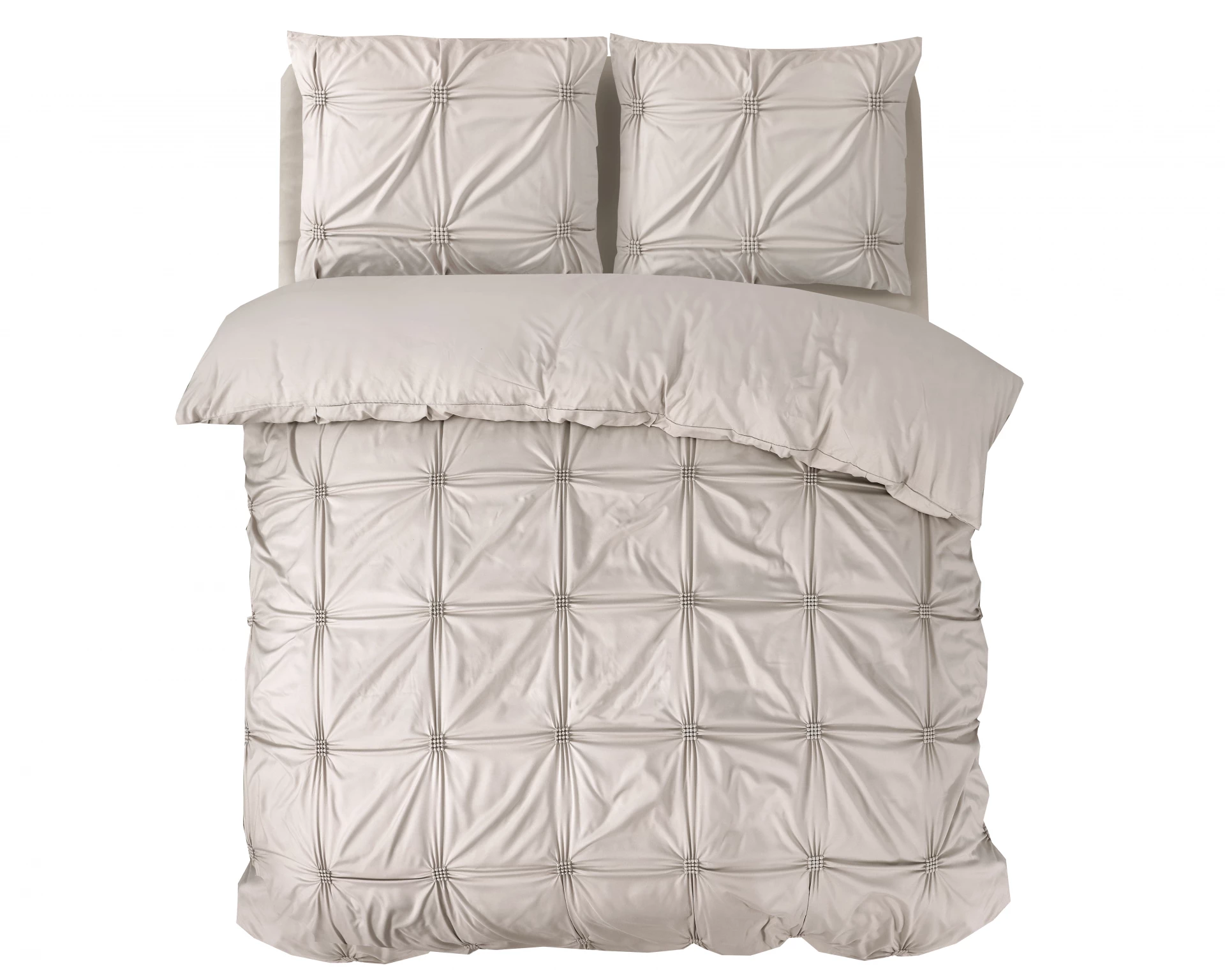 Microvezel dekbedovertrek Punch Pintuck - Taupe - 240x220 + 2st. 60x70 cm