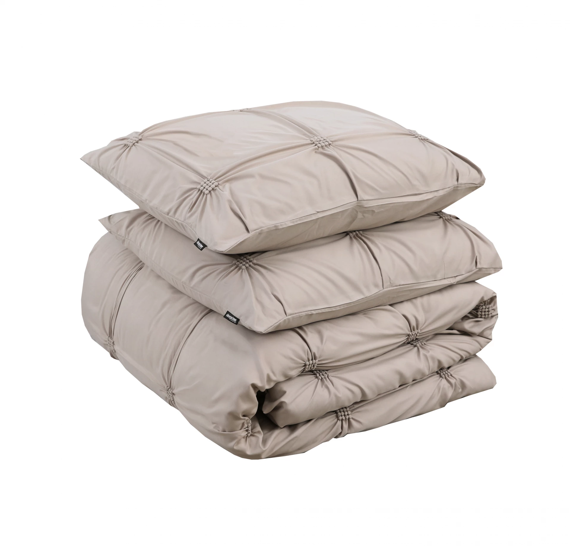 Microvezel dekbedovertrek Punch Pintuck - Taupe - 240x220 + 2st. 60x70 cm