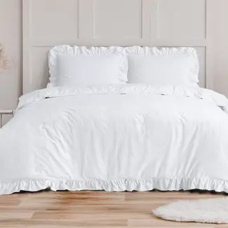 Sleeptime Microvezel dekbedovertrek Ruffles - Wit