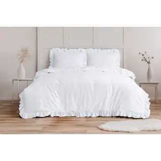 Sleeptime Microvezel dekbedovertrek Ruffles - Wit