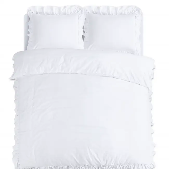 Microvezel dekbedovertrek Ruffles - Wit