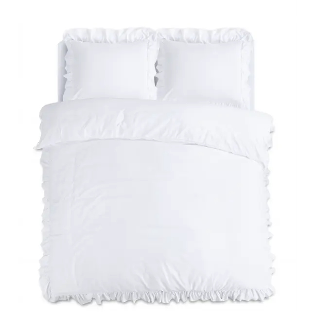 Microvezel dekbedovertrek Ruffles - Wit
