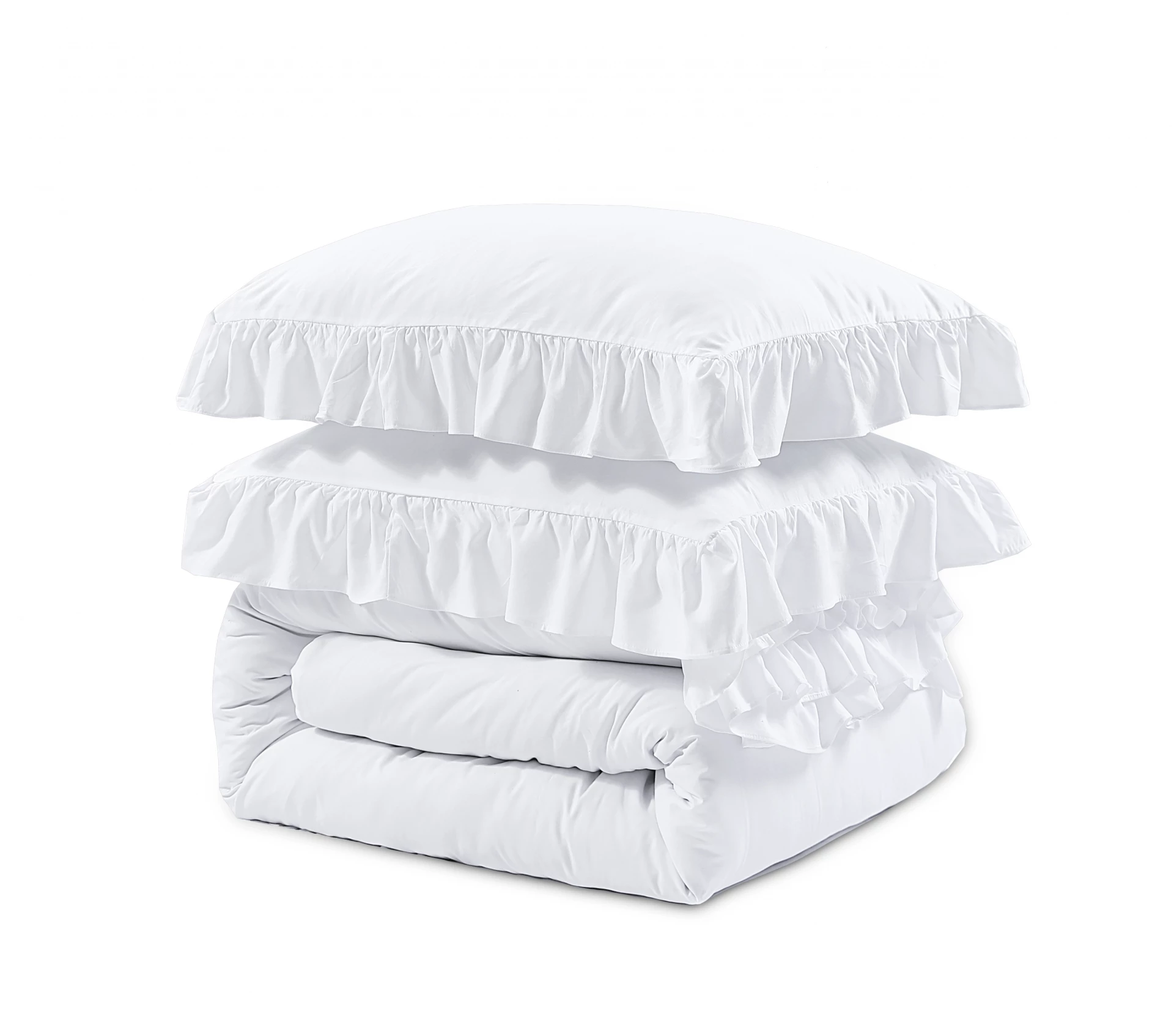 Microvezel dekbedovertrek Ruffles - Wit