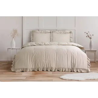 Sleeptime Microvezel dekbedovertrek Ruffles - Taupe