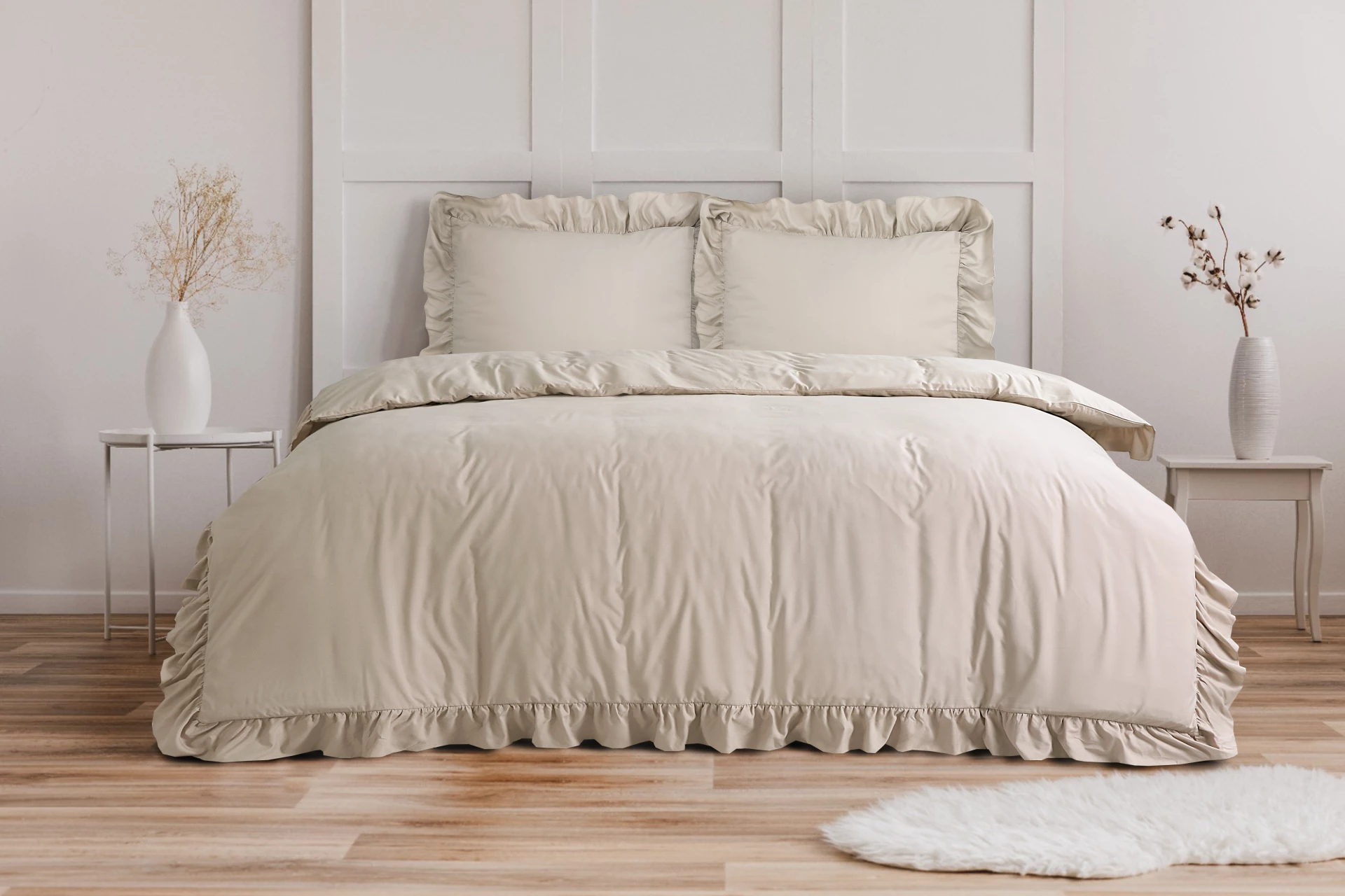 Microvezel dekbedovertrek Ruffles - Taupe