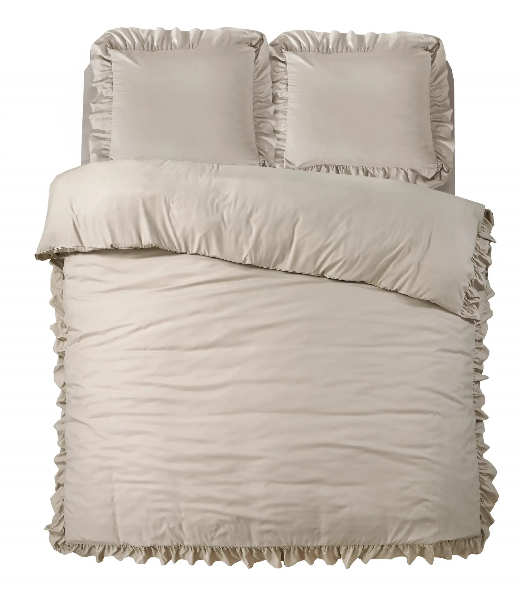 Microvezel dekbedovertrek Ruffles - Taupe