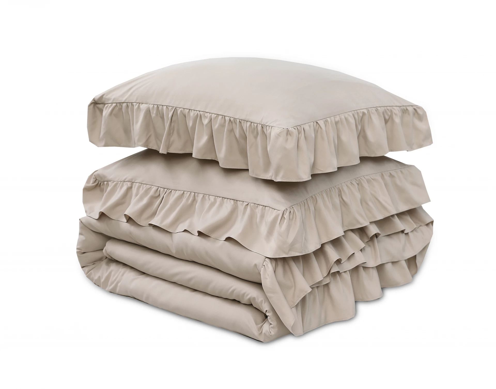 Microvezel dekbedovertrek Ruffles - Taupe