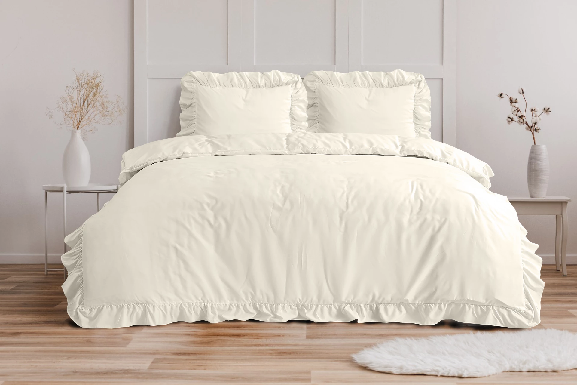Microvezel dekbedovertrek Ruffles - Crème