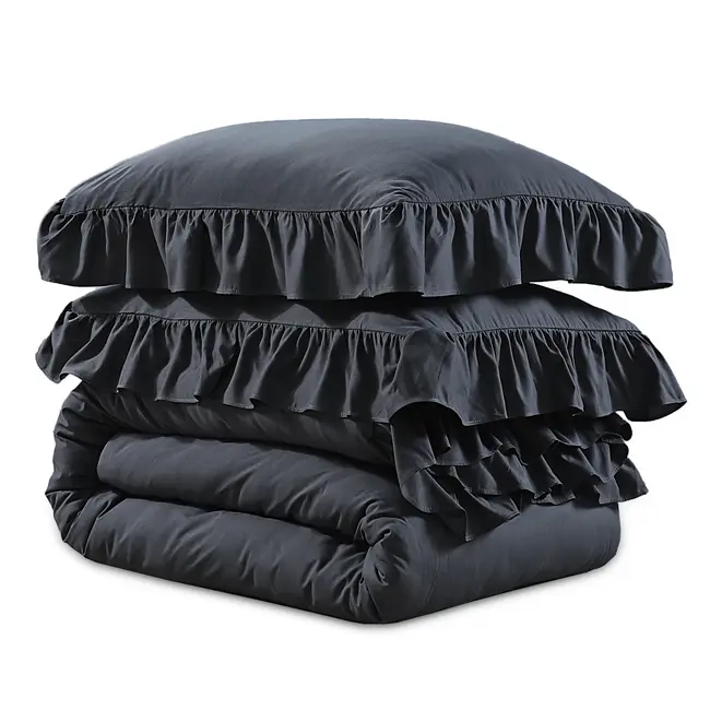 Microvezel dekbedovertrek Ruffles - Antraciet