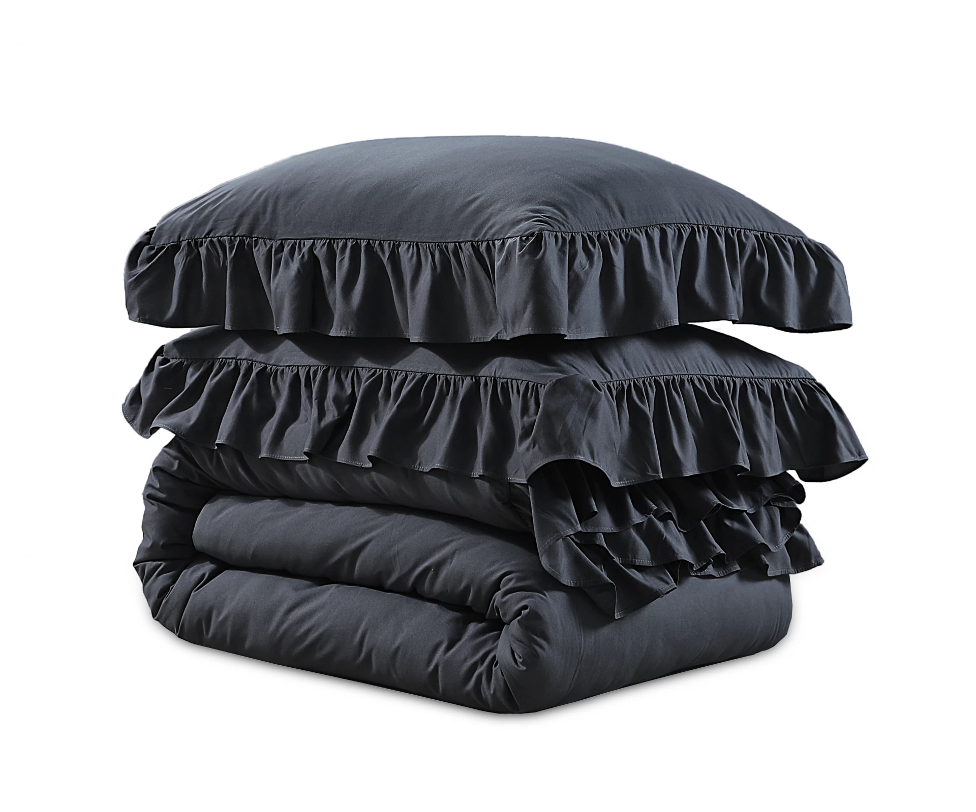 Microvezel dekbedovertrek Ruffles - Antraciet
