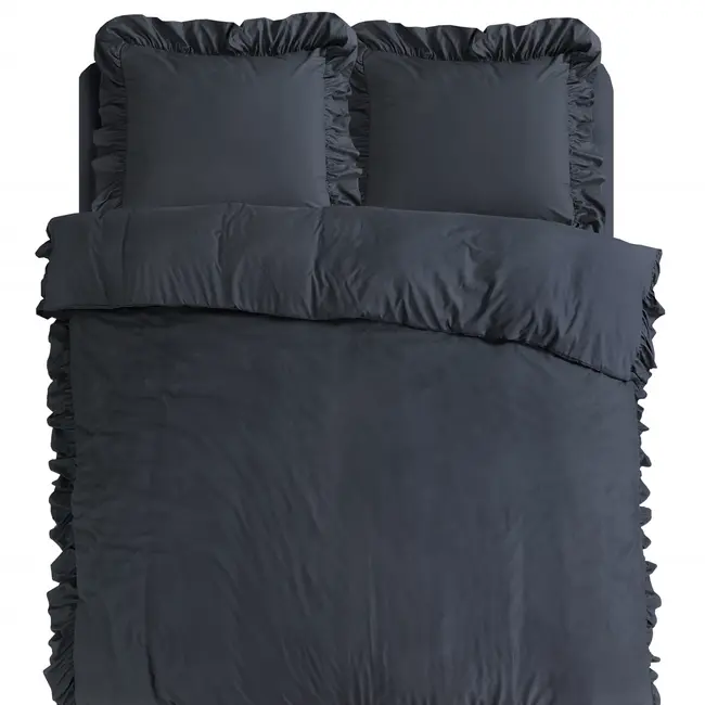 Microvezel dekbedovertrek Ruffles - Antraciet