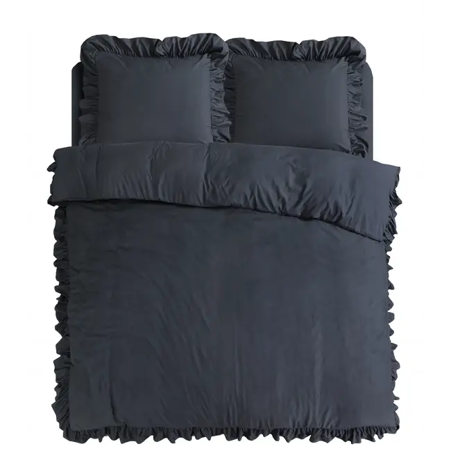 Microvezel dekbedovertrek Ruffles - Antraciet