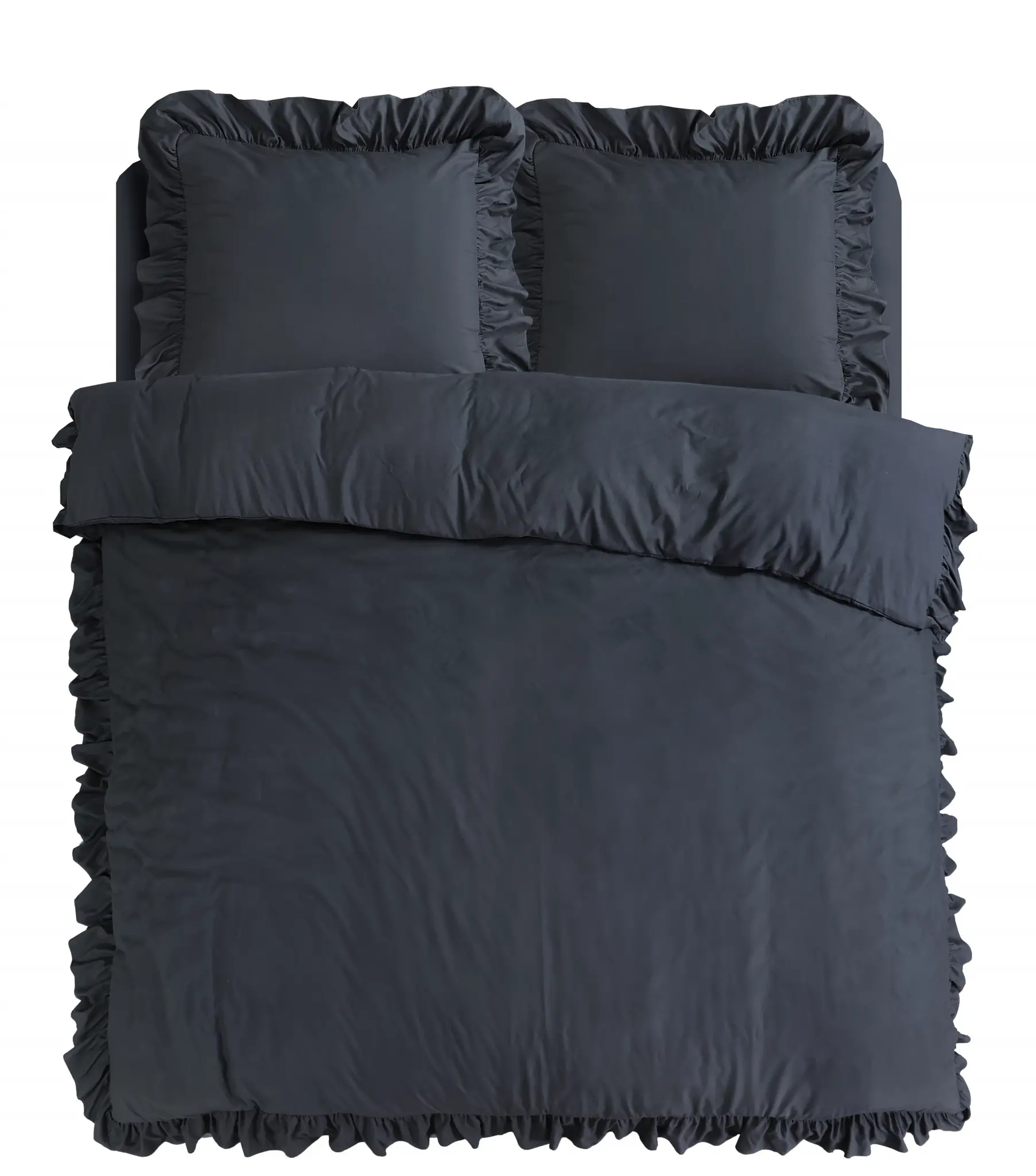 Microvezel dekbedovertrek Ruffles - Antraciet