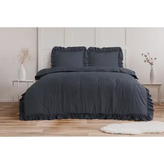 Sleeptime Microvezel dekbedovertrek Ruffles - Antraciet
