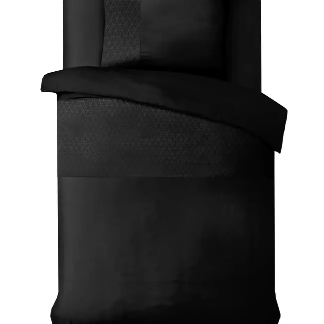 Microvezel dekbedovertrek Valencia - Zwart - eenpersoons