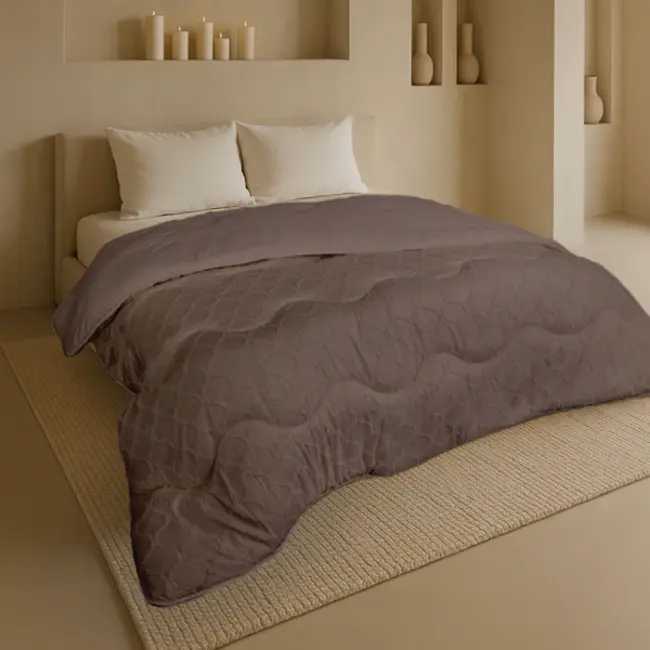 Easy dekbed zonder overtrek inclusief kussensloop - Tufted Curve - bruin