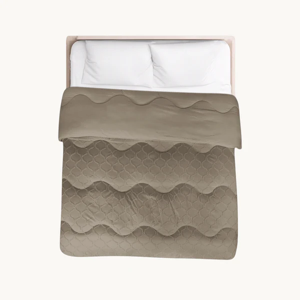 Eazy dekbed zonder overtrek inclusief kussensloop - Tufted Curve - taupe