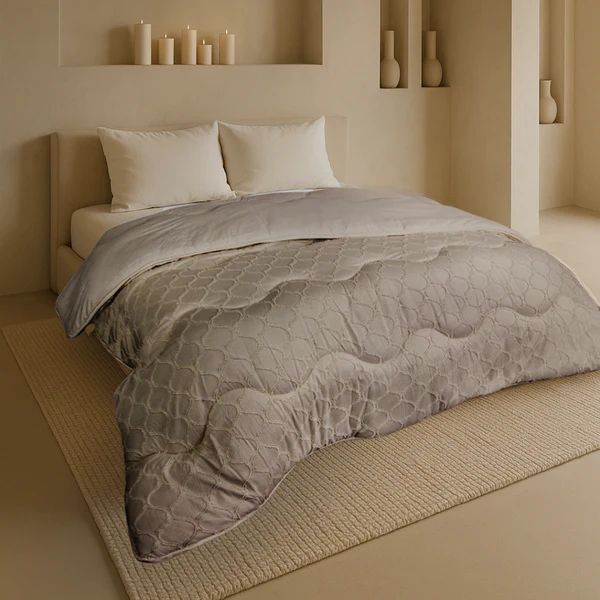 Eazy dekbed zonder overtrek inclusief kussensloop - Tufted Curve - taupe