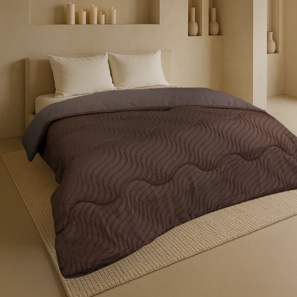 Eazy dekbed zonder overtrek inclusief kussensloop - Tufted Waves - bruin