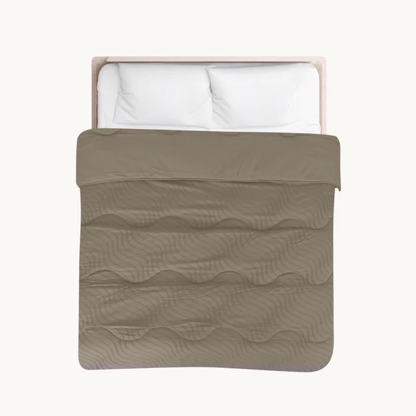 Easy dekbed zonder overtrek inclusief kussensloop - Tufted Waves - taupe