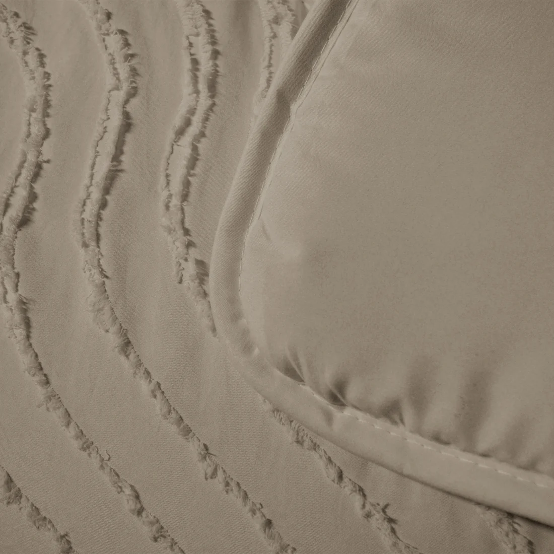 Eazy dekbed zonder overtrek inclusief kussensloop - Tufted Waves - taupe