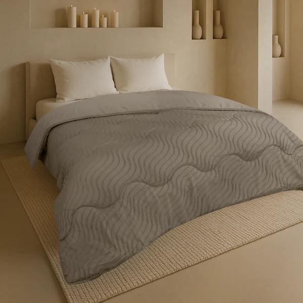 Eazy dekbed zonder overtrek inclusief kussensloop - Tufted Waves - taupe