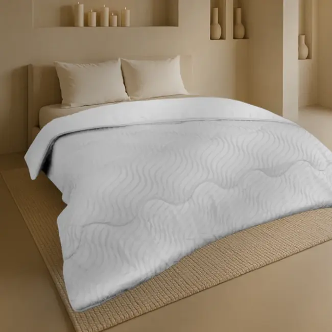 Easy dekbed zonder overtrek inclusief kussensloop - Tufted Waves - wit