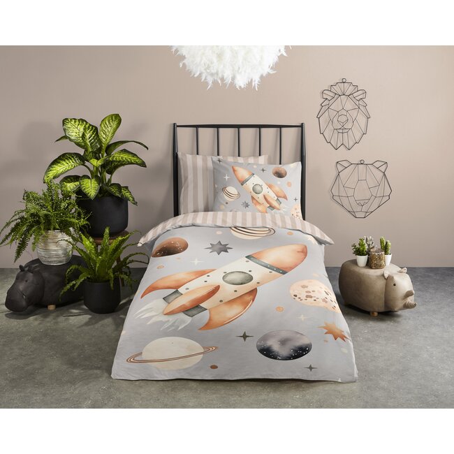 Katoen kinderdekbedovertrek Explore - 140x220 + 60x70 cm