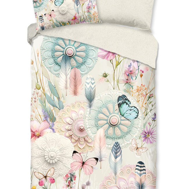 Katoensatijn dekbedovertrek Maysa Off White