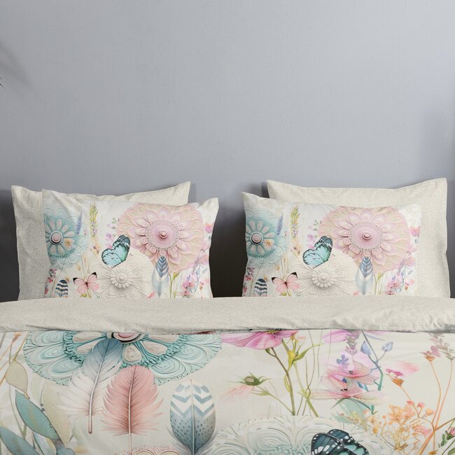 Katoensatijn dekbedovertrek Maysa Off White