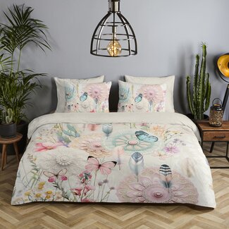 HiP Katoensatijn dekbedovertrek Maysa Off White