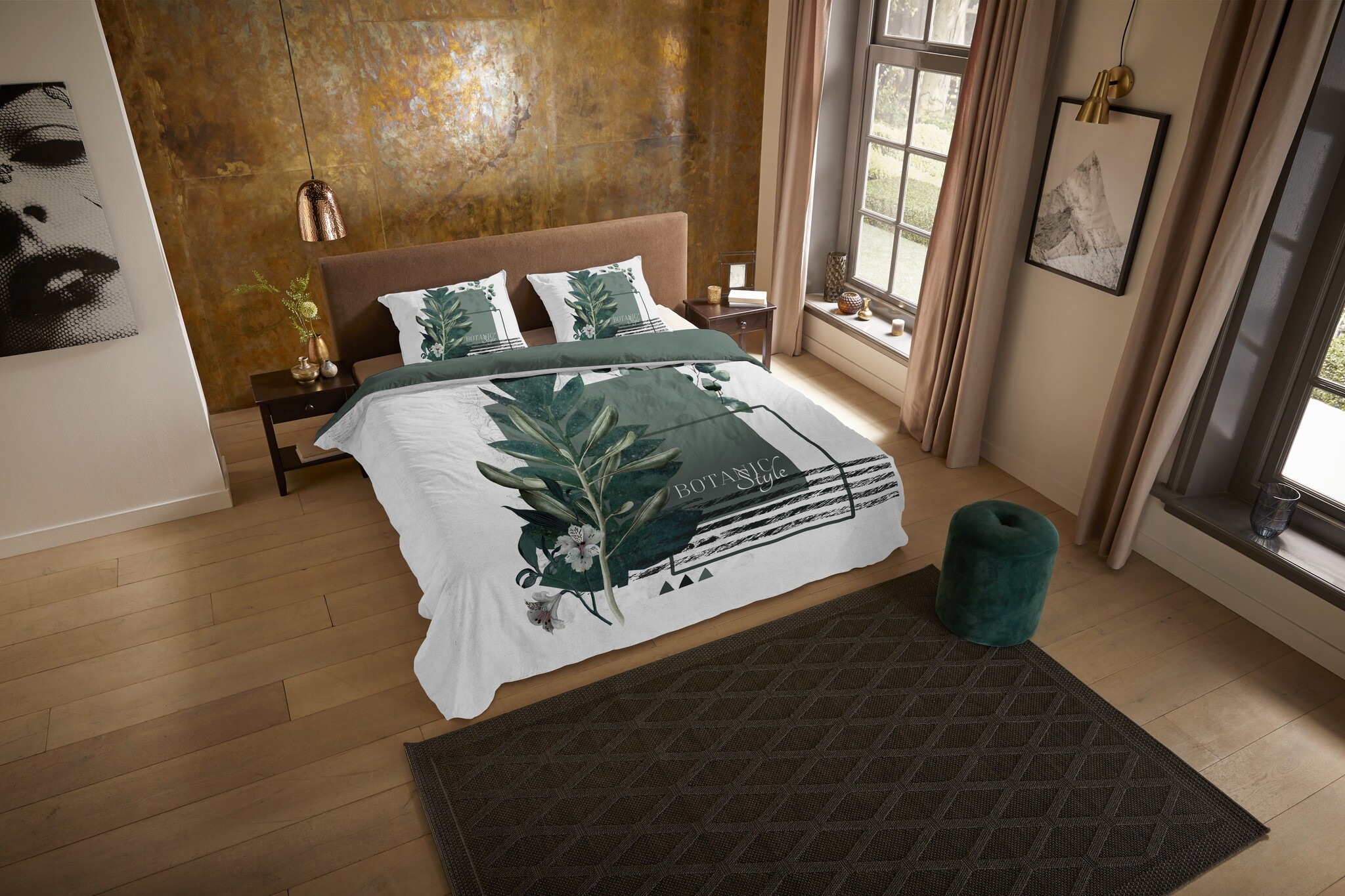 Microvezel dekbedovertrek Green Boho