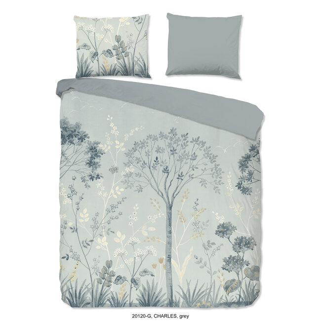 Katoen dekbedovertrek Charles grijs