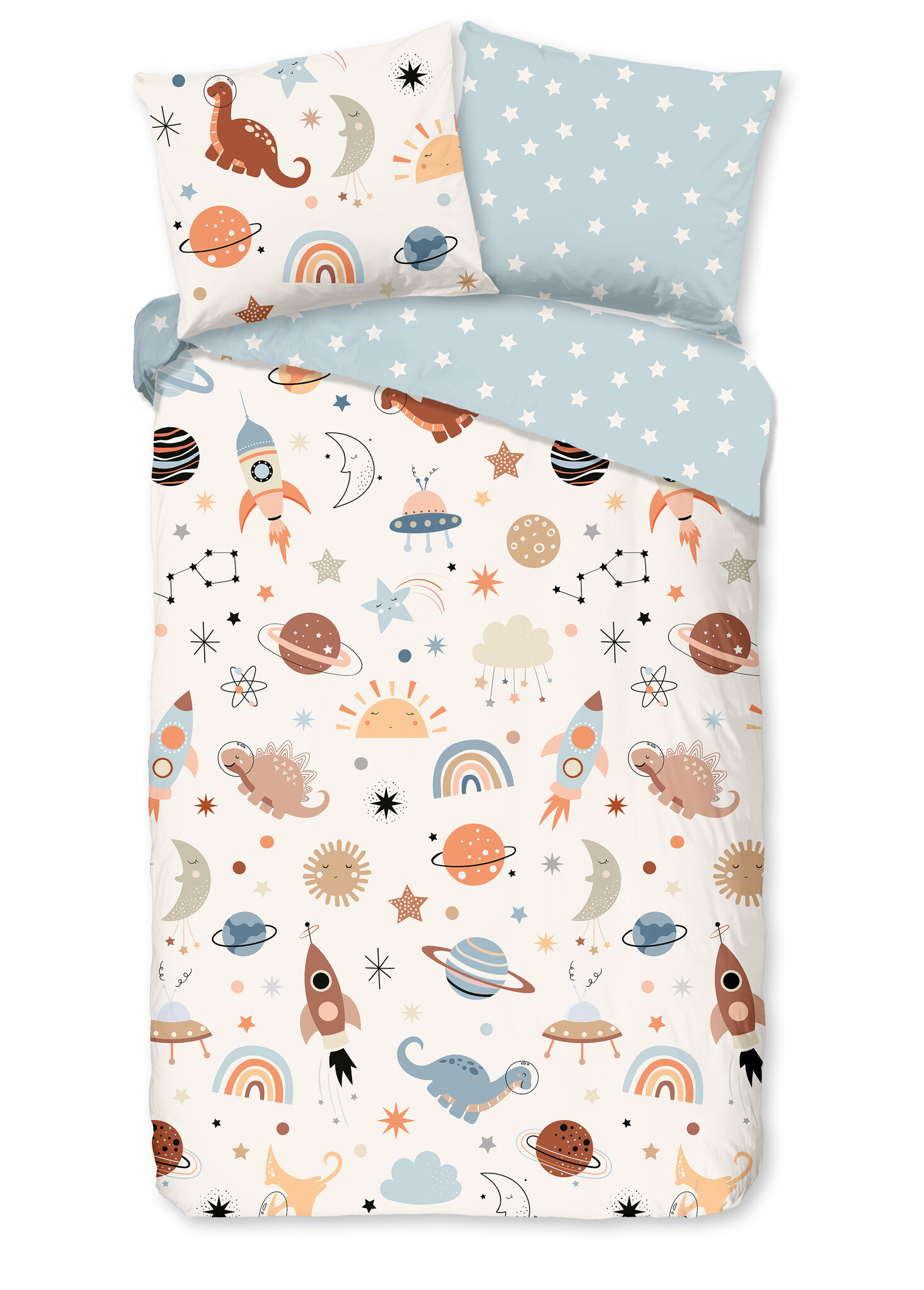 Katoen kinderdekbedovertrek Eclips - 140x220 + 60x70 cm