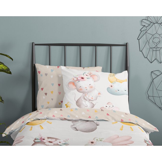 Katoen kinderdekbedovertrek Hugs - 140x220 + 60x70 cm