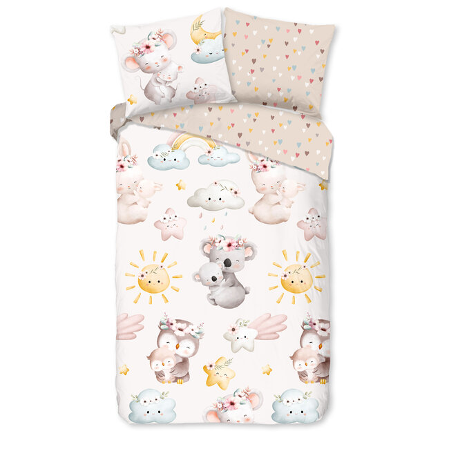 Katoen kinderdekbedovertrek Hugs - 140x220 + 60x70 cm