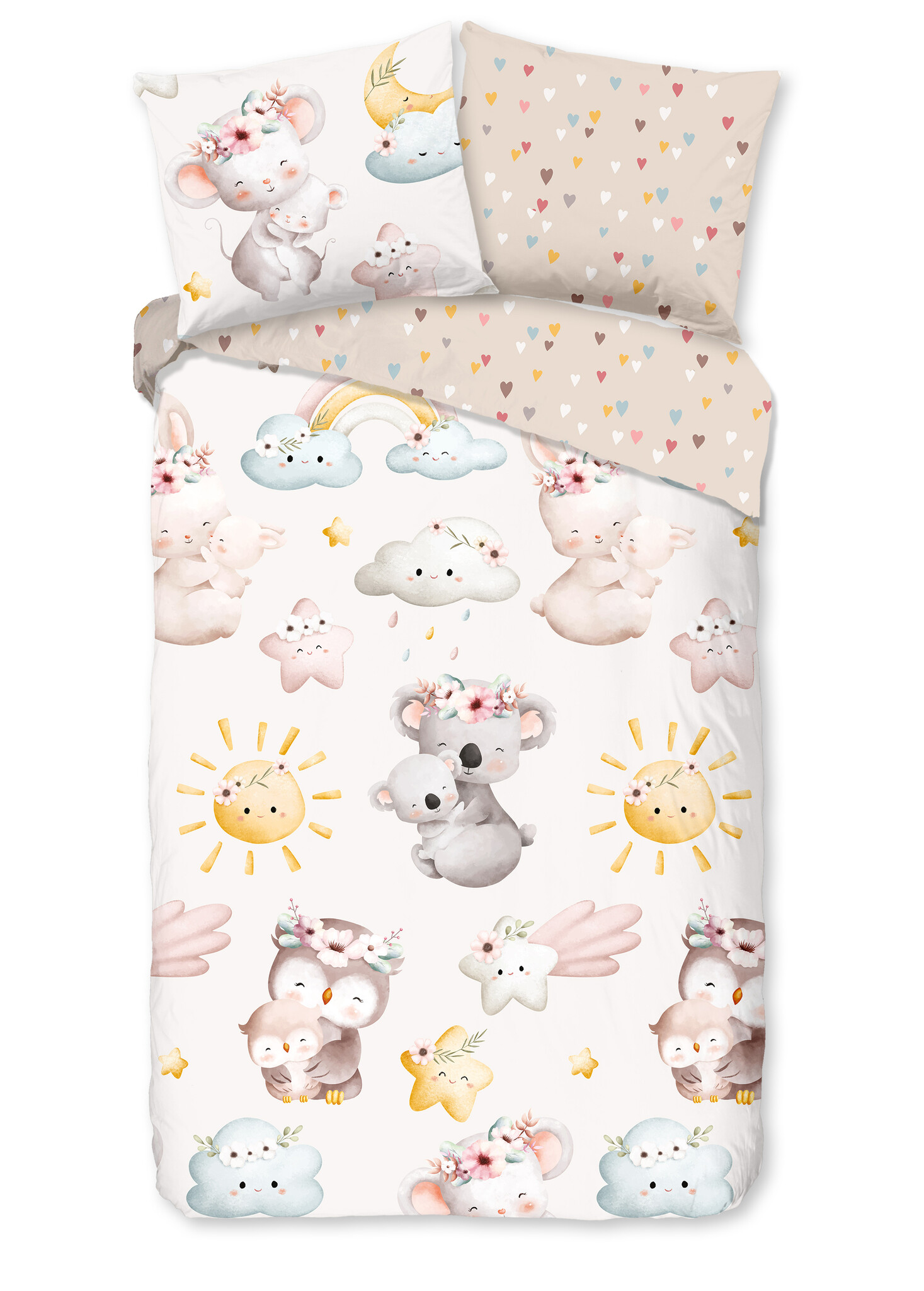 Katoen kinderdekbedovertrek Hugs - 140x220 + 60x70 cm