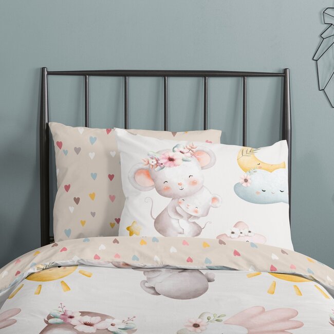 Ledikant dekbedovertrek Hugs - katoen - 100x135 + 40x60 cm