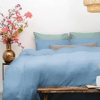 Dreamhouse Mousseline dekbedovertrek - Sky Blauw - Katoen percale