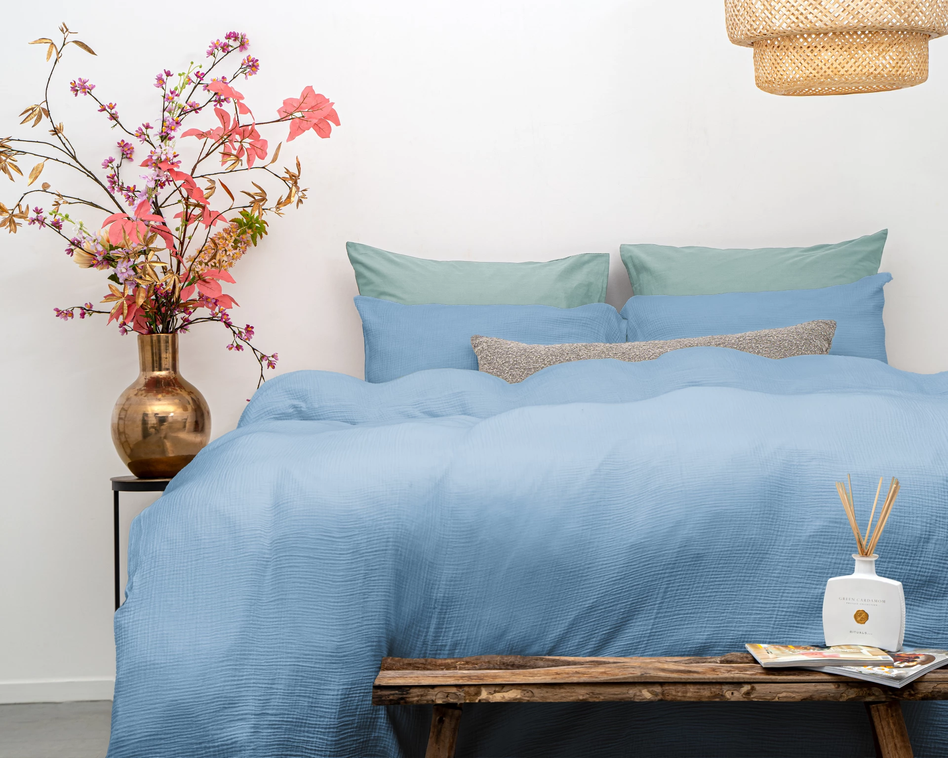 Katoen percale dekbedovertrek Mousseline - Sky Blauw