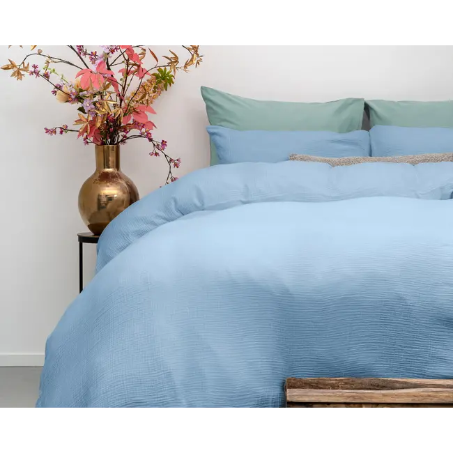 Katoen percale dekbedovertrek Mousseline - Sky Blauw