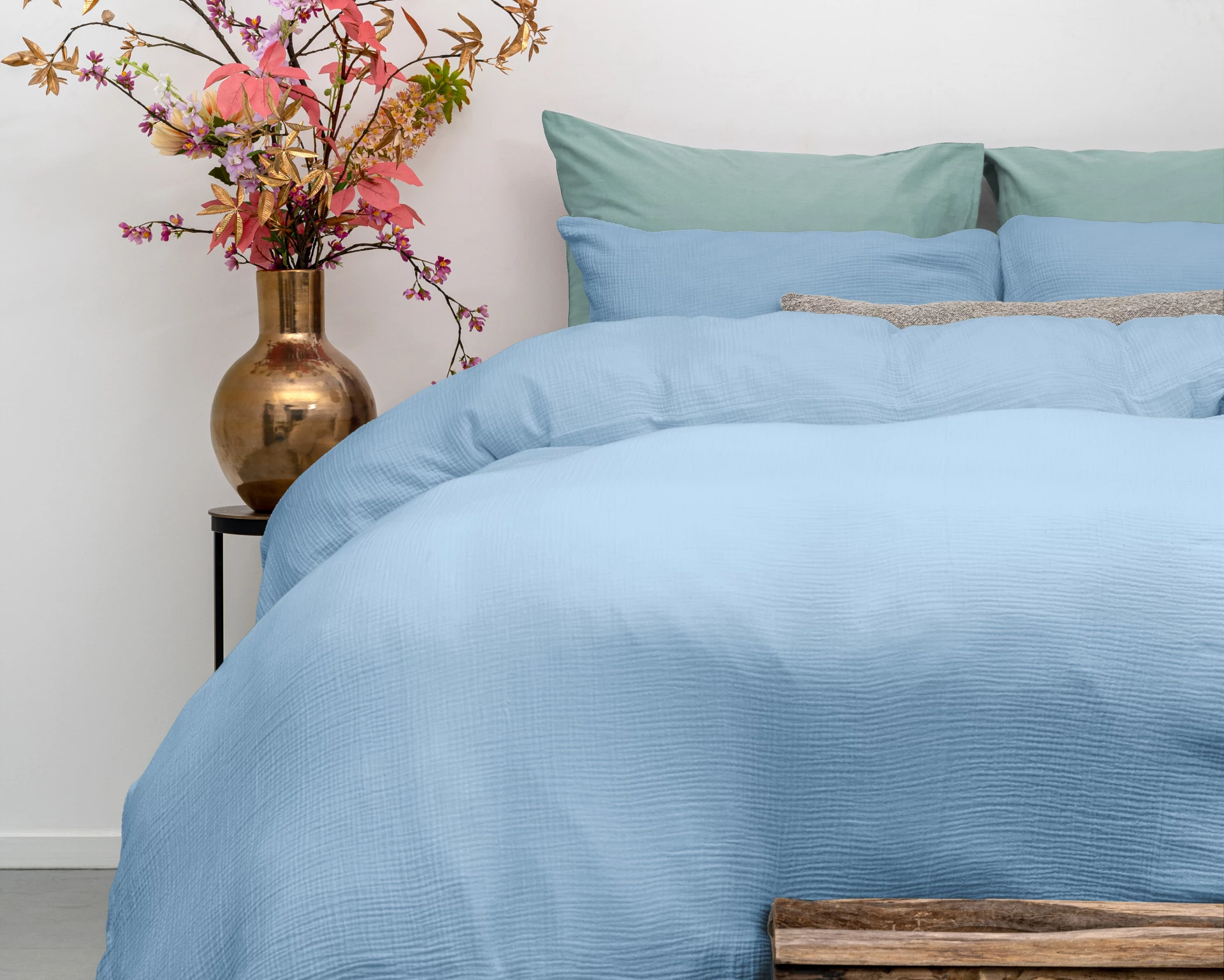 Katoen percale dekbedovertrek Mousseline - Sky Blauw