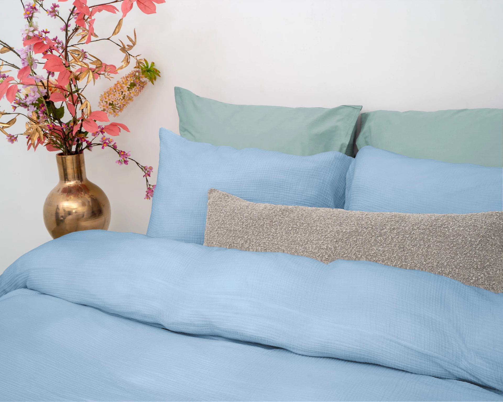 Katoen percale dekbedovertrek Mousseline - Sky Blauw
