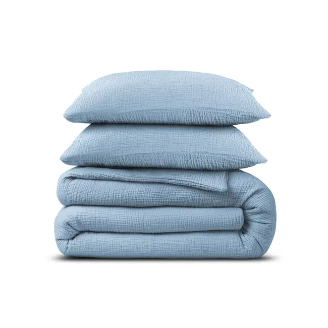 Mousseline dekbedovertrek - Sky Blauw - Katoen percale