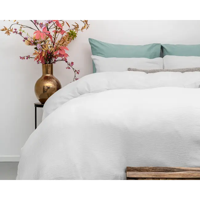 Mousseline dekbedovertrek - Wit - Katoen percale  - 1-persoons (140x220 + 60x70cm)