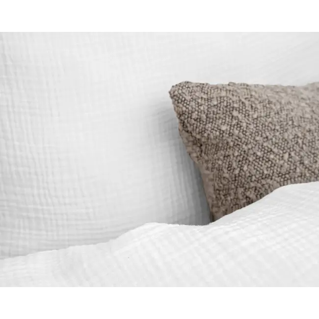 Mousseline dekbedovertrek - Wit - Katoen percale  - 1-persoons (140x220 + 60x70cm)