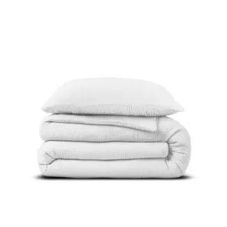 Dreamhouse Mousseline dekbedovertrek - Wit - Katoen percale  - 1-persoons (140x220 + 60x70cm)